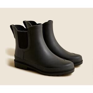 J. Crew Short Lug Sole Rubber Ankle Rain Boots Black 8